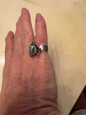 Geometric Silver Statement Ring - Modern Women's Jewelry